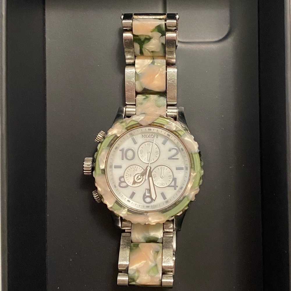 Nixon pink and green 42-20 chrono watch